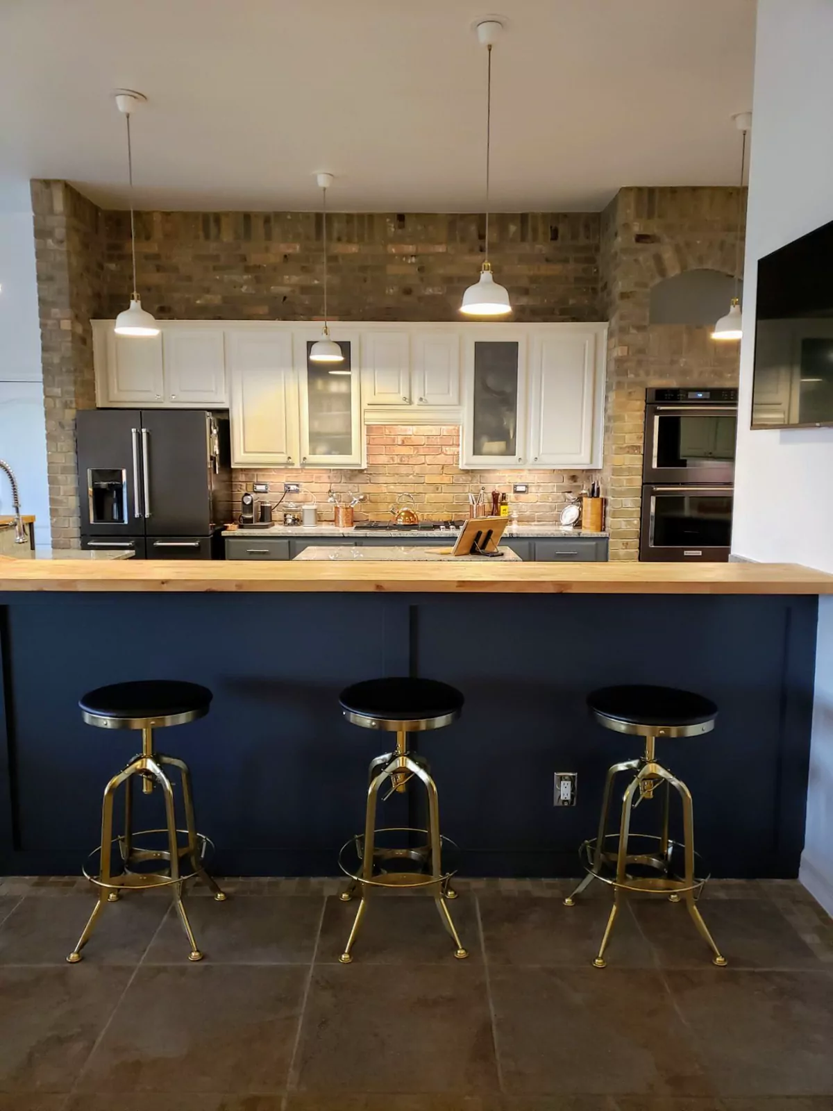 Navy island kitchen by The Flip Fixer