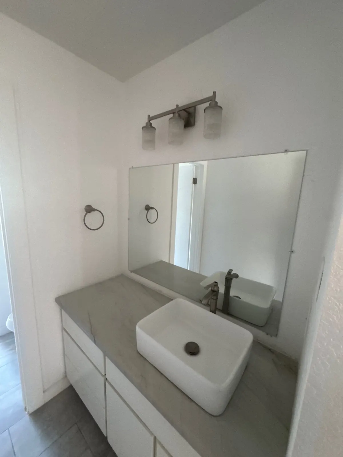 Finished vanity after fire rebuild by The Flip Fixer